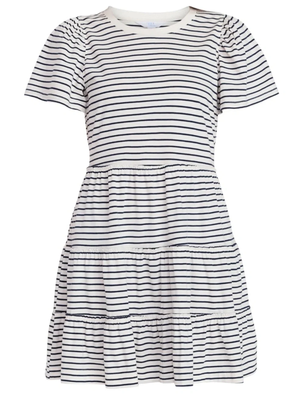 Time and Tru Women’s Mother of Pearl Striped Tiered Dress Size Medium NWT